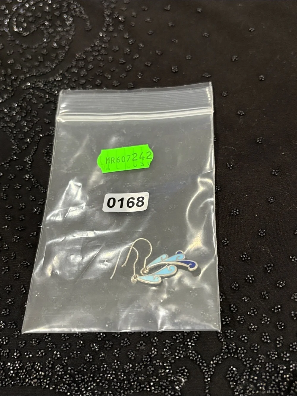 Sterling Silver Blue Teardrop Enamel Dangle Earrings - Unbranded